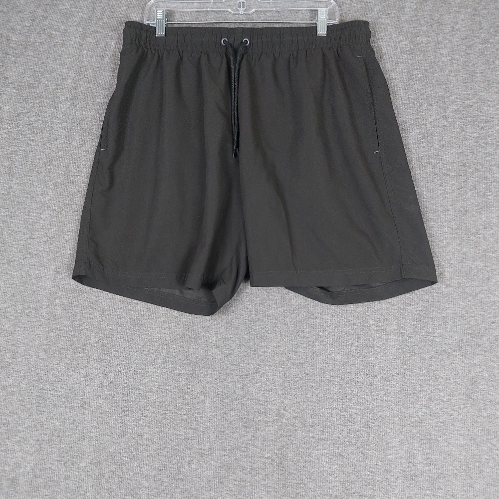 GEORGE MENS BLACK DRAWSTRING PULLON SUMMER BEACH VACATION TRAVEL SWIM TRUNKS L